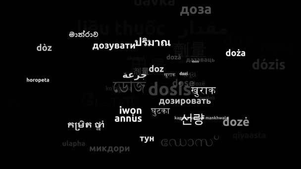 Dosis Oversat Til Sprog Hele Verden Endless Looping Zooming Wordcloud – Stock-video
