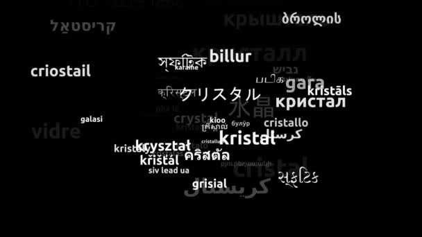 世界52カ国の言語で翻訳されたクリスタル3Dズーム Wordcloudマスク — ストック動画