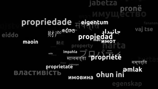 55の世界言語で翻訳されたプロパティエンドレスループ3Dズームワードクラウドマスク — ストック動画