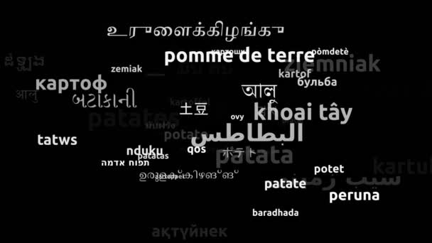 Potato Translated Worldwide Languages Endless Looping Zooming Wordcloud Mask — Stock Video