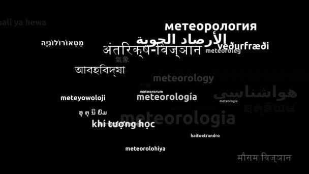 Meteorologi Översatt Till Hela Världen Språk Endless Looping Zooming Wordcloud — Stockvideo