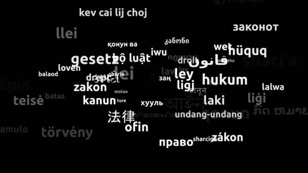 Lei Traduzida Idiomas Todo Mundo Endless Looping Zooming Wordcloud Mask — Vídeo de Stock
