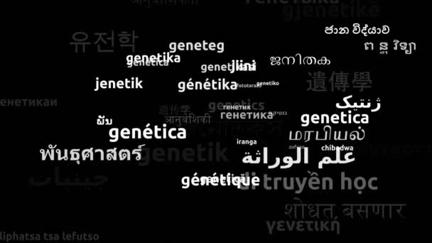 Генетика Перекладена Мовами Світу Нескінченна Петля Збільшення Wordcloud Mask — стокове відео
