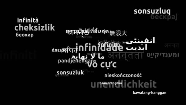 Infinity Traducido Idiomas Mundiales Endless Looping Zoom Wordcloud Mask — Vídeos de Stock