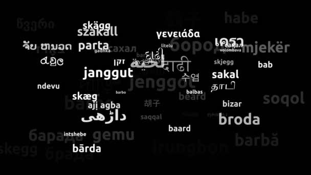 Beard Translated Worldwide Languages Endless Looping Zoom Wordcloud Mask — Stock video