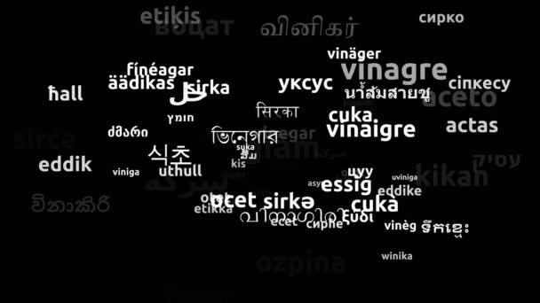 Ξύδι Μεταφρασμένο Παγκόσμιες Γλώσσες Ατελείωτες Looping Zooming Wordcloud Mask — Αρχείο Βίντεο