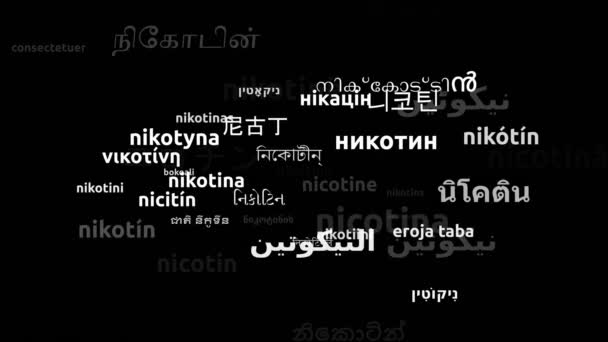 Nicotine Μεταφράστηκε Worldwide Languages Endless Looping Zooming Wordcloud Mask — Αρχείο Βίντεο