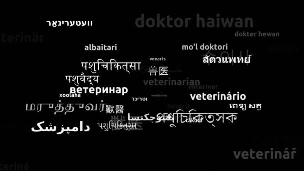 Dierenarts Vertaald Wereldwijd Talen Endless Looping Zooming Wordcloud Mask — Stockvideo