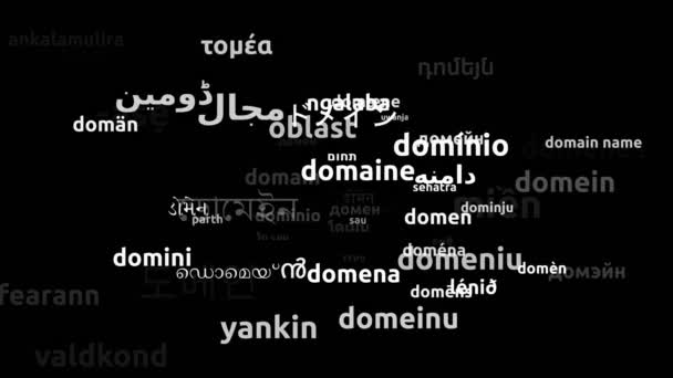 用57种世界语言翻译域无限循环3D缩放Wordcloud掩蔽 — 图库视频影像