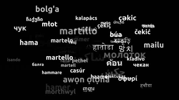 Hammer Translated Worldwide Languages Endless Looping Zooming Wordcloud Mask — 비디오