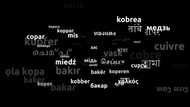 Kobber Oversat Hele Verden Sprog Endeløs Looping Zooming Wordcloud Mask – Stock-video