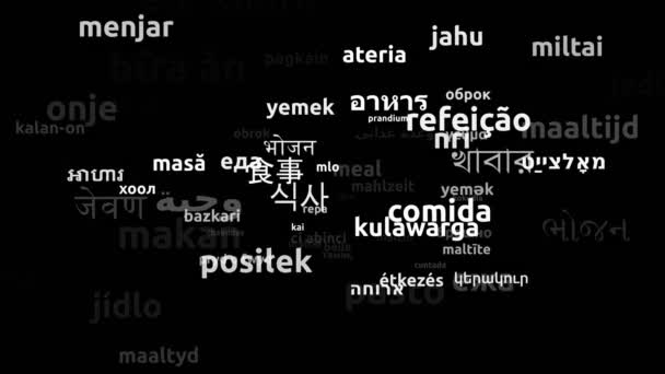 Refeição Traduzida Idiomas Todo Mundo Endless Looping Zooming Wordcloud Mask — Vídeo de Stock