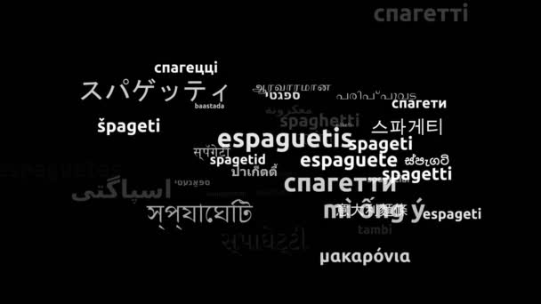 Spaghetti Oversat Oversat Hele Verden Sprog Endless Looping Zooming Wordcloud – Stock-video
