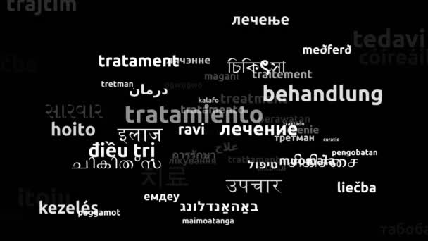 Behandlung Übersetzt Weltsprachen Endlosschleife Zoomen Wordcloud Maske — Stockvideo