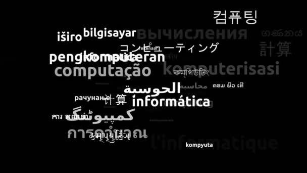 Вычисление Транзакций Языке Всему Миру Менее Петляющий Трехмерный Зум Wordcloud — стоковое видео