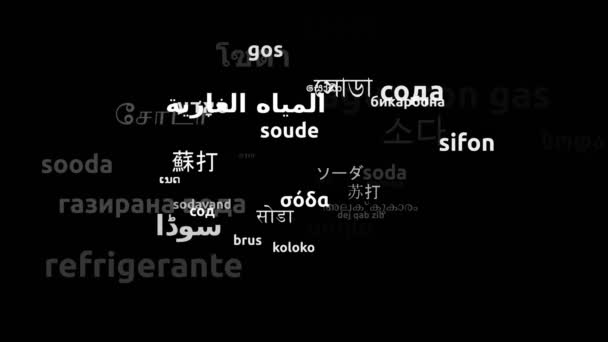 Soda Traducido Idiomas Mundiales Endless Looping Ampliación Máscara Wordcloud — Vídeo de stock