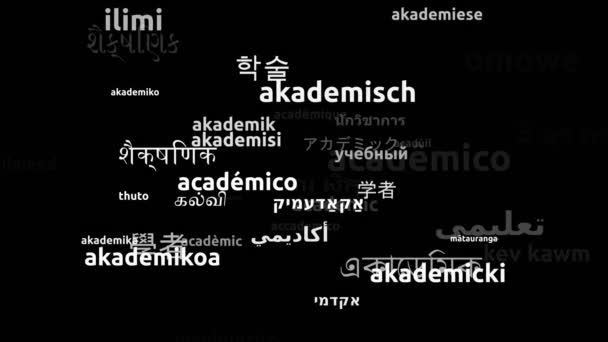 Academic Translated Worldwide Languages Endless Looping Ampliación Wordcloud Mask — Vídeo de stock