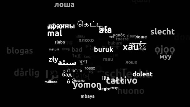 Bad Translated Worldwide Sprog Endeløs Looping Zooming Wordcloud Mask – Stock-video