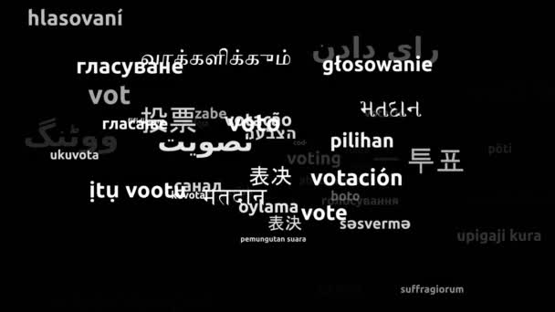 Voto Tradotto Lingue Tutto Mondo Endless Looping Zoom Wordcloud Mask — Video Stock