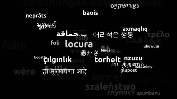 Folly Translated Worldwide Languages Endless Looping Zooming Wordcloud Mask — Αρχείο Βίντεο