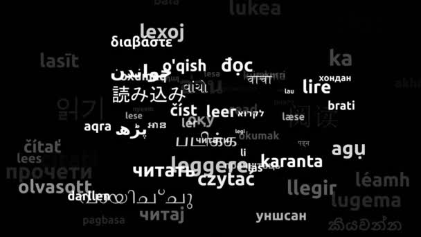 Przeczytaj Przetłumaczone Języków Całym Świecie Endless Looping Zooming Wordcloud Mask — Wideo stockowe