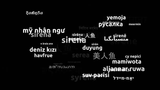 Sirena Tradotta Lingue Tutto Mondo Endless Looping Zoom Wordcloud Mask — Video Stock