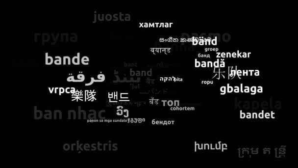 Band Oversat Hele Verden Sprog Endeløs Looping Zooming Wordcloud Mask – Stock-video