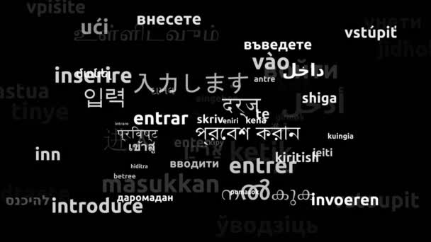 Digite Traduzido Worldwide Languages Endless Looping Zooming Wordcloud Mask — Vídeo de Stock