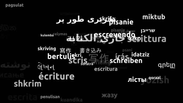 Написание Транскрипции Языках Мира Менее Петляющая Трехмерная Zooming Wordcloud Mask — стоковое видео