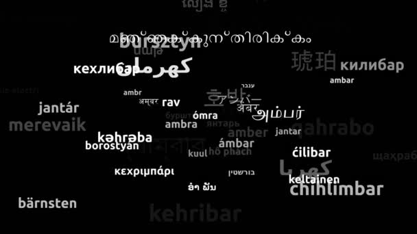 Amber Vertaald Wereldwijde Talen Endless Looping Zooming Wordcloud Mask — Stockvideo