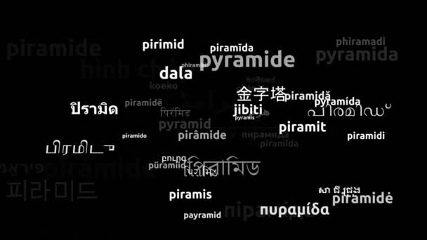 Dünya Dilinde Çevrilen Piramit Sonsuz Döngüsü Büyüyen Kelimeler Bulutu Maskesi — Stok video
