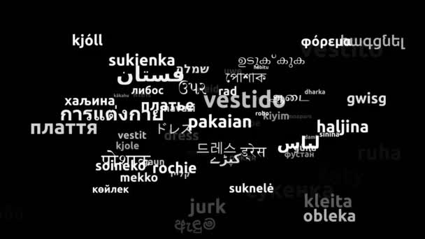 Kjole Oversat Hele Verden Sprog Endeløs Looping Zooming Wordcloud Mask – Stock-video