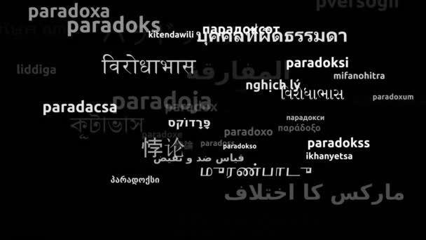 Παράδοξο Μεταφρασμένο Παγκόσμιες Γλώσσες Ατελείωτες Looping Zooming Wordcloud Mask — Αρχείο Βίντεο