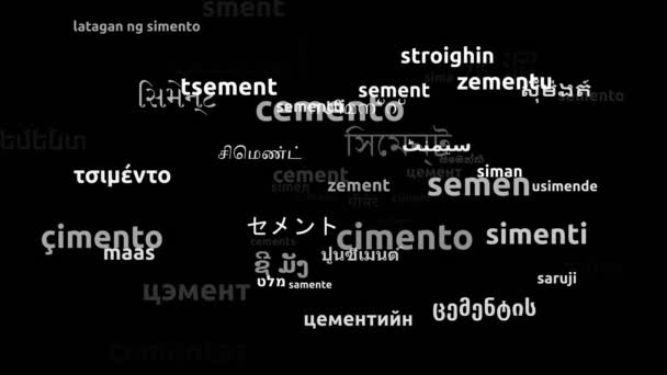 Zement Übersetzt Weltsprachen Endlosschleife Zoomen Wordcloud Maske — Stockvideo