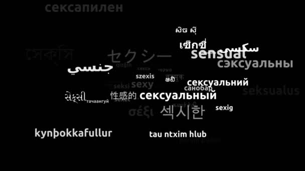 43の世界中の言語で翻訳されたセクシーループ3Dズームワードクラウドマスク — ストック動画