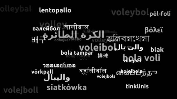 排球翻译为49种世界语言无限循环3D缩放乌云掩蔽 — 图库视频影像