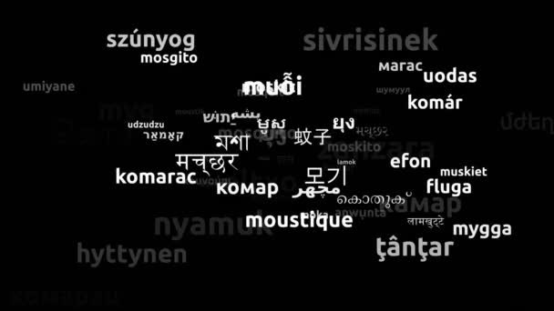 Mosquito Translated Worldwide Languages Endless Looping Zooming Wordcloud Mask — Stock Video