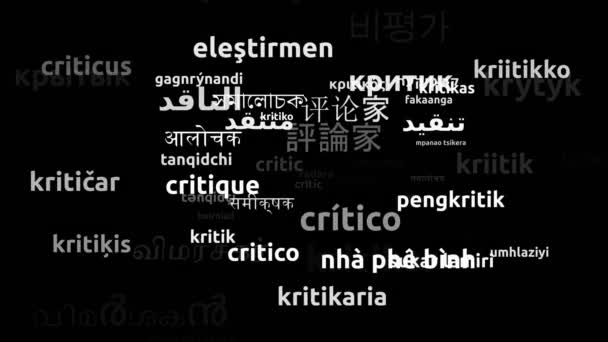 Eleştirmen Dünya Çapında Dilde Çevrildi Sonsuz Döngüsüz Büyüyen Kelimeler Bulutu — Stok video
