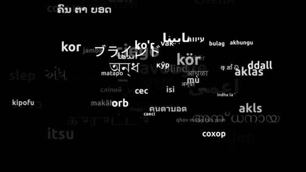 Blind Oversat Hele Verden Sprog Endless Looping Zooming Wordcloud Mask – Stock-video