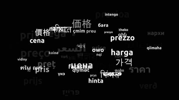 Price Przetłumacz Komentarz Przetłumaczone Światowych Języków Endless Looping Zooming Wordcloud — Wideo stockowe