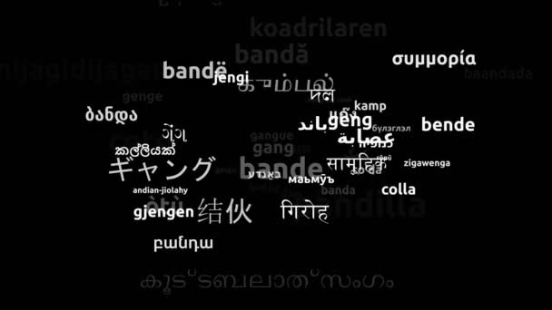 Gang Translated Worldwide Languages Endless Looping Zooming Wordcloud Mask — Stock Video