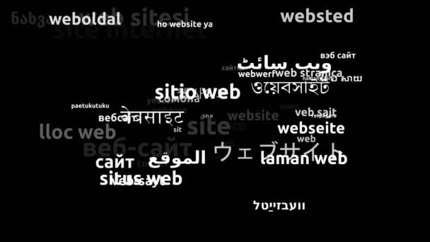 Website Translated Worldwide Languages Endless Looping Zoom Wordcloud Mask — Stock video