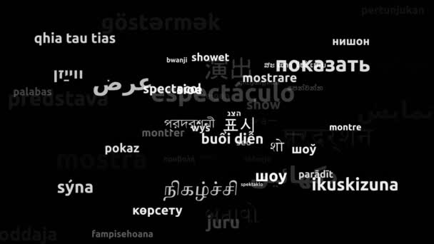 Spettacolo Tradotto Lingue Tutto Mondo Endless Looping Zoom Wordcloud Mask — Video Stock