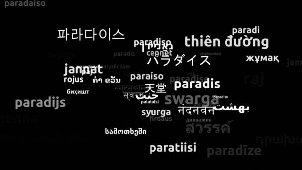 Paradise Translated Worldwide Languages Endless Looping Zooming Wordcloud Mask — Stock Video