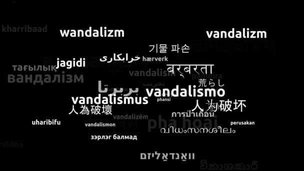 Vandalismo Traduzido Worldwide Languages Endless Looping Zooming Wordcloud Mask — Vídeo de Stock