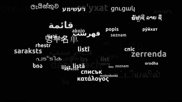 Список Переведён Языков Мира Бесконечный Цикл Увеличение Маски Wordcloud — стоковое видео