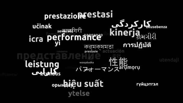 Performance Traducido Idiomas Mundiales Endless Looping Ampliación Máscara Wordcloud — Vídeos de Stock
