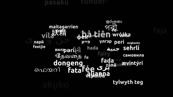 Fairy Transfer Worldwide Languages Less Looking Zooming Wordcloud Mask — стоковое видео