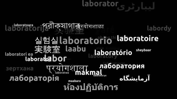 Laboratório Traduzido Por Worldwide Languages Endless Looping Zooming Wordcloud Mask — Vídeo de Stock