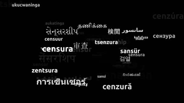 Censura Traduzida Idiomas Todo Mundo Endless Looping Zooming Wordcloud Mask — Vídeo de Stock